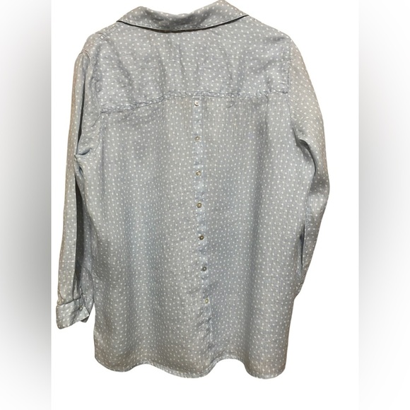 Rachel Zoe Plus Size 1X Light Blue with White Polka Dots Tunic Shirt. - Picture 2 of 7